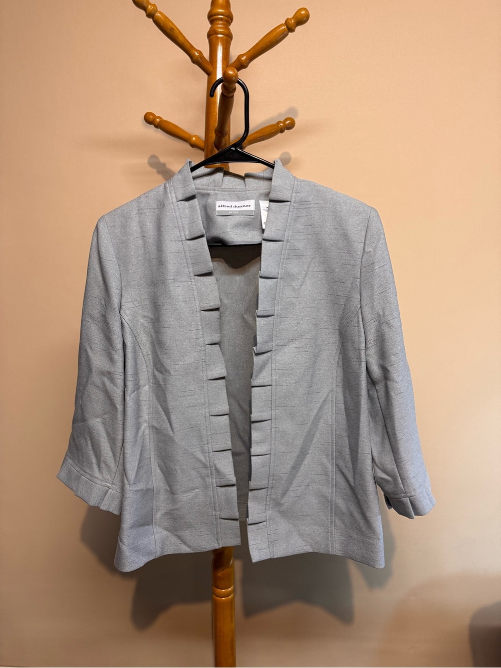 Alfred Dunner Light Gray Open Front Women's 3/4 Sleeve Blazer Size 8P